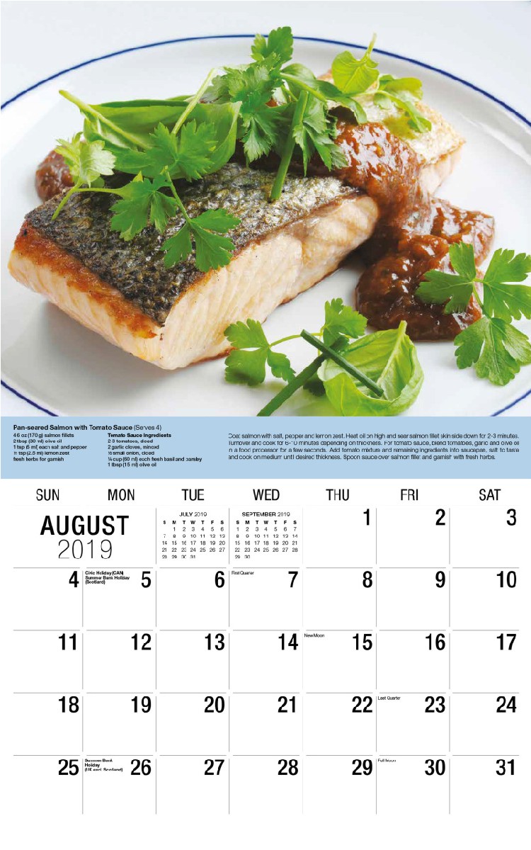 Recipes Calendar - August