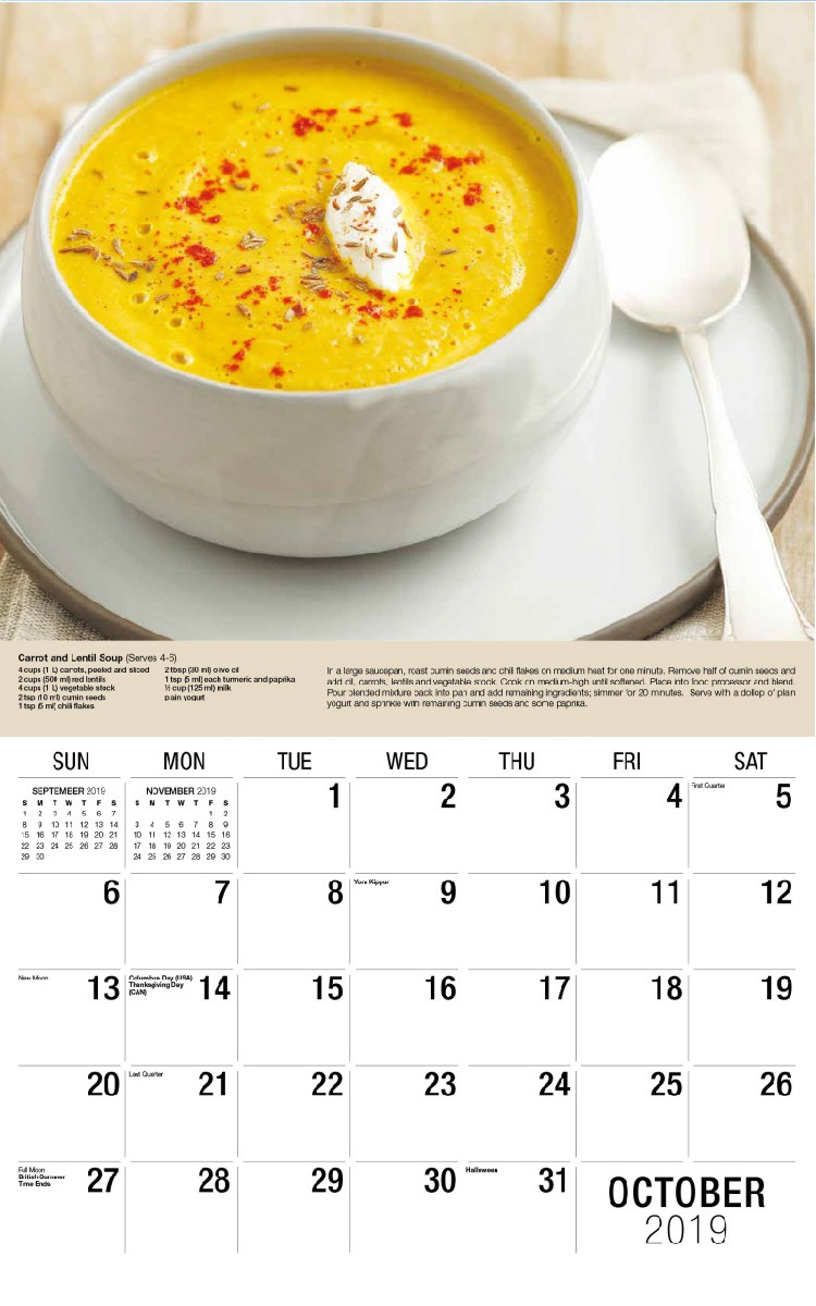 Recipes Calendar - October
