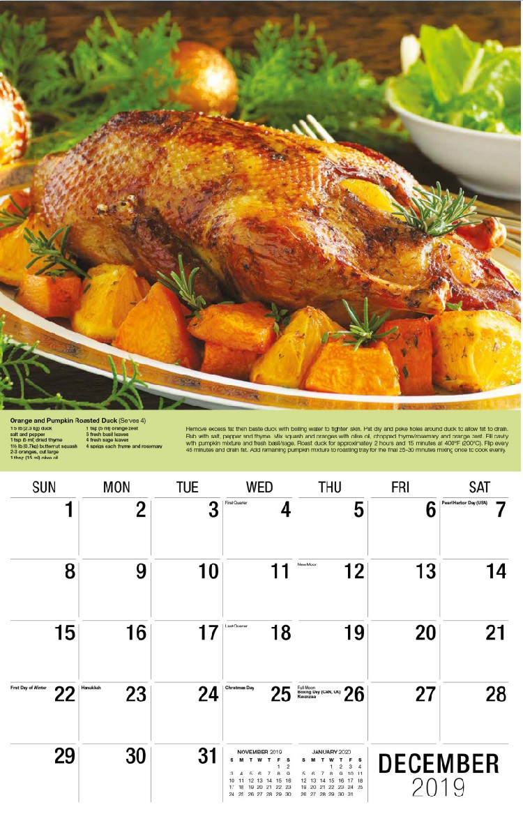 Recipes Calendar - December