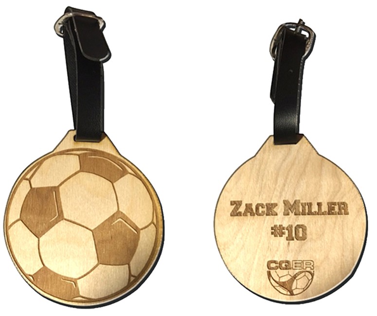 Wood Luggage Tags: 3 1/2 W x 3 1/2 inches H