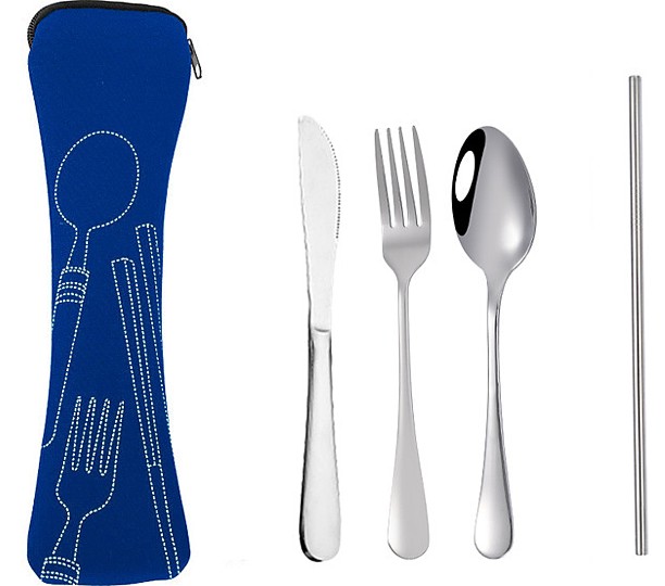 4 Piece Cutlery Utensil Set With Zipper Pouch