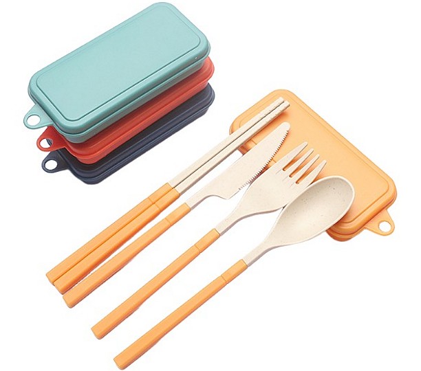 Collapsible Utensils, Chopsticks, Spoon, Fork, Knife Set, In a Case