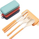 Collapsible Utensils Of Chopsticks Spoon Fork Knife Set In Portable Case
