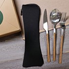 Faux Wood Grain Utensil Set In Pouch