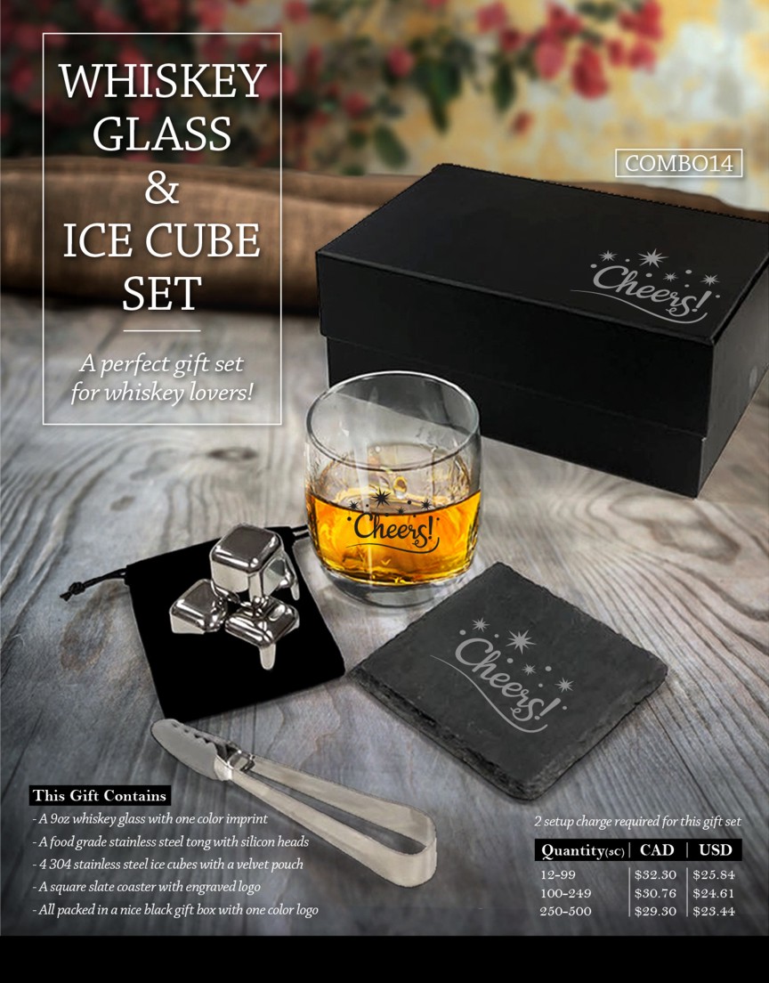 Whiskey Glass and Ice Cube Set
