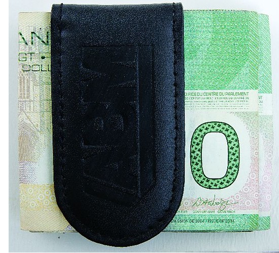 L9205-1 - Leather Money Clip Black