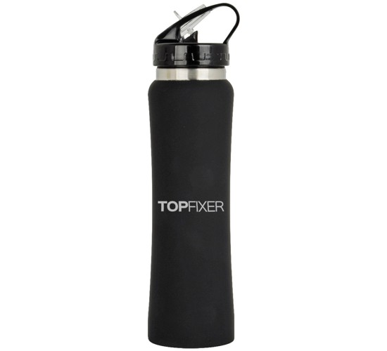 Hudson 25oz Water Bottle Black w/rubber Coated Finish