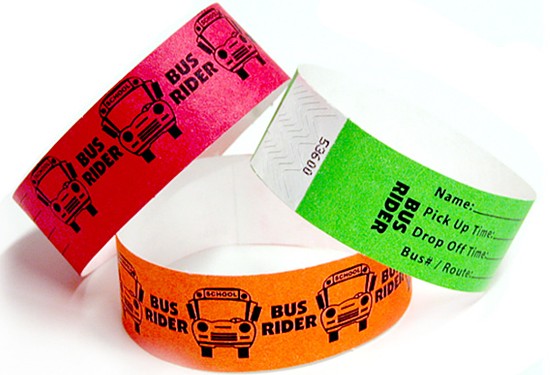 Tyvek® 1" Stock Pattern Wristbands, Wristbands for Schools.