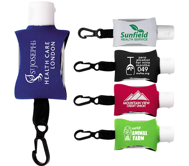 SanPal Sleeve .5 oz Hand Sanitizer Antibacterial Gel in Clip-On Neoprene