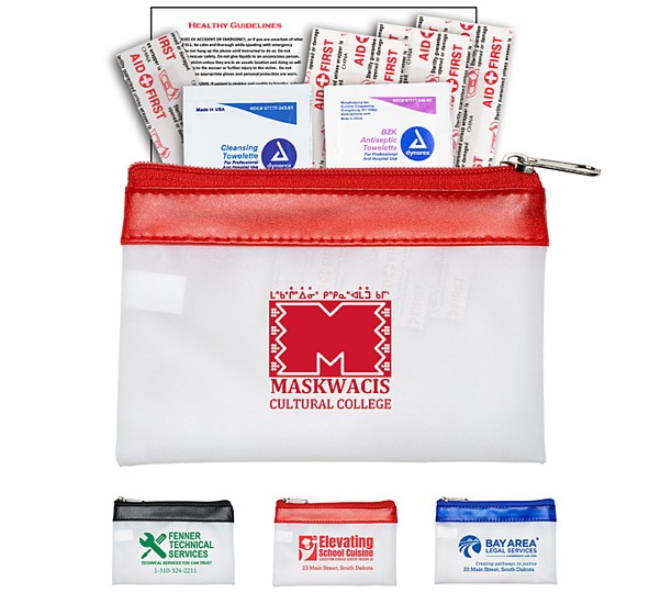 7 Piece First Aid Kit in Colorful Zipper Vinyl Pouch
