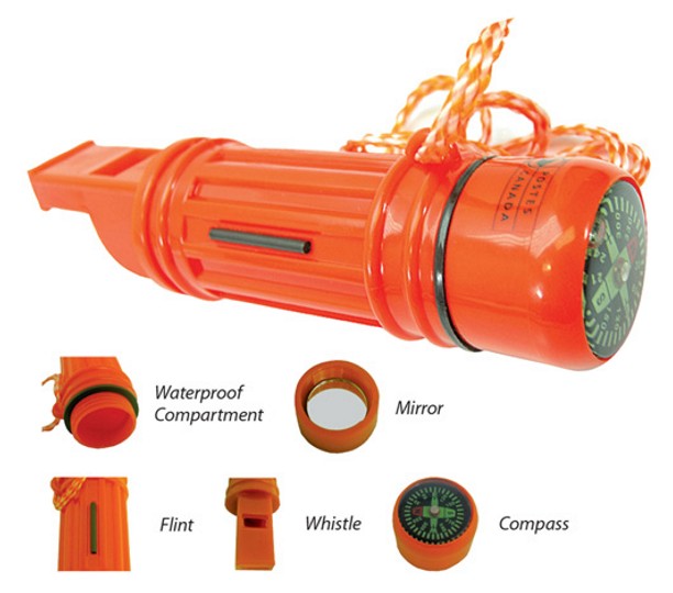 25-703B - 5-in-1 Survival Whistle/Compass