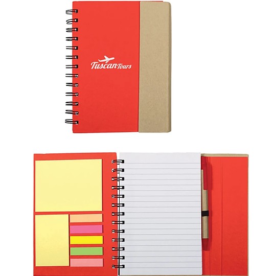 Spiral Notebook With Sticky Notes and Pen