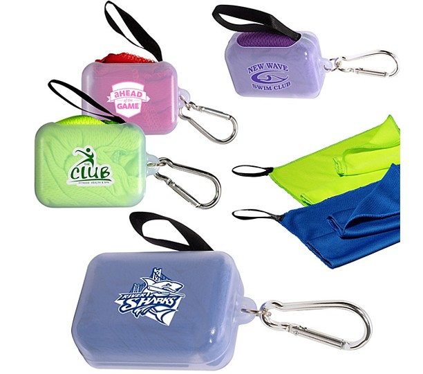 Custom Cooling Towels in Carabiner Case - TW107