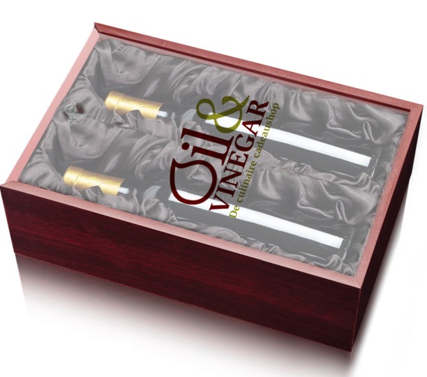 Archer Double Oil/Vinegar Box - Rosewood/Black Satin