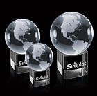 Globe On Cube Optical Crystal Award