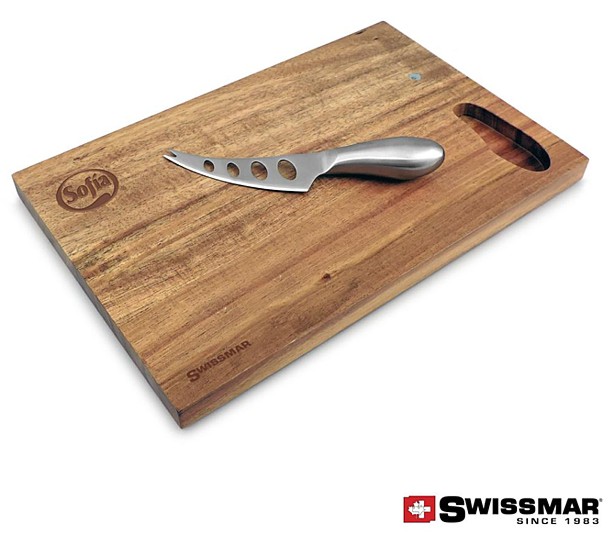Swissmar&REG; Acacia Cutting Board & Cheese Knife Set