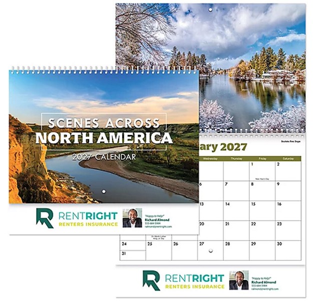 Full Color Scenes Across America Spiral Wall Cal