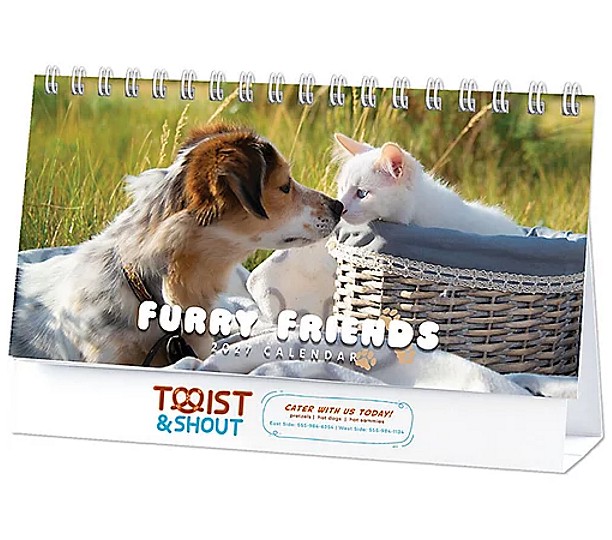Full Color Furry Friends Desk Calendar