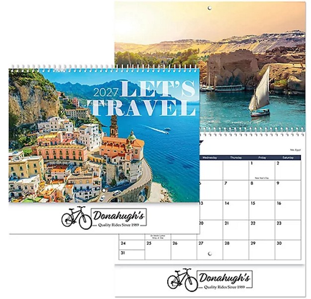 Lets Travel Spiral Wall Calendar