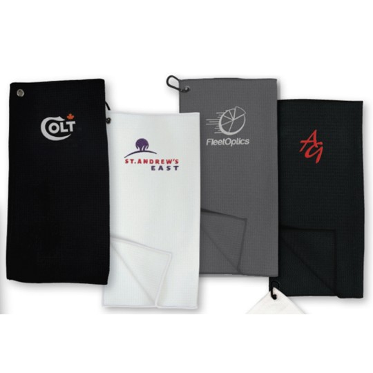 MICROFIBRE Waffle Golf Towel - Embroidered